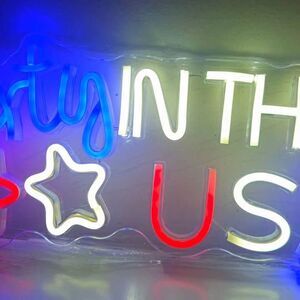 NEW Party in the USA LED Neon Sign –Red/White/Blue Stars USB Powered-party-decor